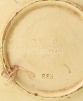 Körmöcbányai fajansz tál virágos díszítéssel kézzel festett jelzett mázhibákkal 19cm