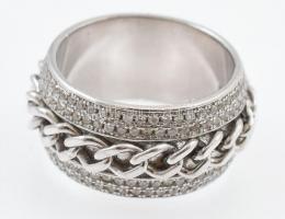 Ezüst(Ag) láncos gyűrű, jelzett, méret: 53, nettó: 9,4 g