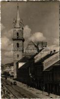 1940 Beszterce, Bistritz, Bistrita; Evangélikus templom / Lutheran church. photo + "1940 Beszterce visszatért" So. Stpl. (kis szakadás / small tear)