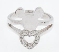 Ezüst(Ag) Mickey egeres gyűrű, jelzett, méret: 53, bruttó: 4,8 g