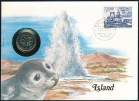 Izland 1984. 5Kr, felbélyegzett borítékban, bélyegzéssel, német nyelvű leírással T:1  Iceland 1984. 5 Kronur in envelope with stamp and cancellation, with German description C:UNC