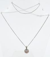 Ezüst(Ag) nyaklánc köves függővel, jelzett, h: 52 cm, bruttó: 4,6 g