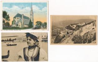 3 db RÉGI külföldi képeslap / 3 pre-1945 postcards: Hochschneeberg, Venezia, USA