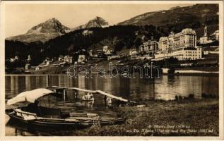 1931 Sankt Moritz, St. Moritz-Dorf mit Piz Albania und Piz Julier