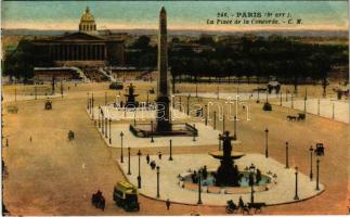 1928 Paris, La Place de la Concorde / square, monument, autobus (EK)