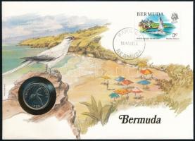 Bermuda 1985. 25c felbélyegzett borítékban, bélyegzéssel, német nyelvű leírással T:1 Bermuda 1985. 25 Cents in envelope with stamp and cancellation, with German description C:UNC