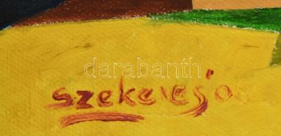 Szekeres József (1944-): Erdélyi emlék. Olaj, vászon. Jelzett. Vakráma nélkül, feltekerve. 23,5x48 c...