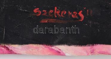 Szekeres József (1944-): Labirintus. Olaj, vászon. Jelzett. Vakráma nélkül, feltekerve. Teteje vágot...