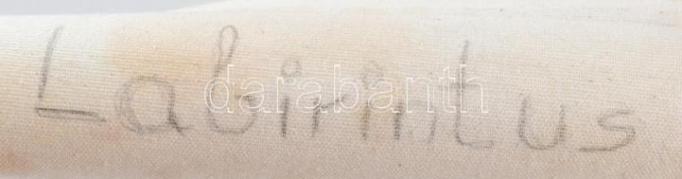 Szekeres József (1944-): Labirintus. Olaj, vászon. Jelzett. Vakráma nélkül, feltekerve. Teteje vágot...