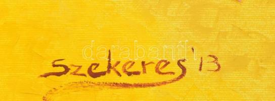 Szekeres József (1944-): Kompozíció. Olaj, vászon. Jelzett. Vakráma nélkül, feltekerve. 39,5x92 cm