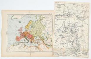cca 1930 2 db térkép: Európa politikai térképe,, Semmering és környéke 30x46 cm