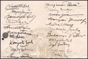cca 1920-30 A kor híres, neves festőművészei, grafikusai autográf aláírásai: Nádler Róbert, Major Je...