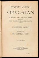 dr. Szécsi Jenő: Törvényszéki orvostan. Első kiadás. Bp., 1906. Mai Henrik. Korabeli félvászon kötésben. 164 p . + hozzákötve: dr. Konrád Jenő: Elmekórtan. Bp., 1915. Mai Henrik. 155p