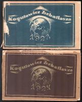 1922--1925 Kogutowitz zsebatlaszai 4 db az 1923,1924-es évek erősen megviselt állapotban