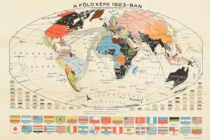 1923 A Föld térképe 1923-bvan 50x25 cm