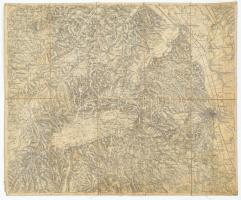 cca 1910 Miskolc és környéke katonai térkép vásznon 50x38 cm