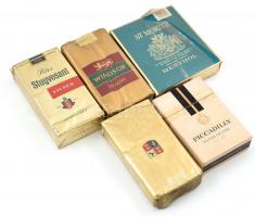 5 db bontatlan csomag cigaretta: St Moritz Menthol, Piccadilly, Windsor de Luxe, Golden Peer, Peter Stuyvesant luxury length
