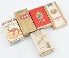 5 db bontatlan csomag cigaretta: Camel, Winston, Peer Export, Cleopatra, Duett Format 100