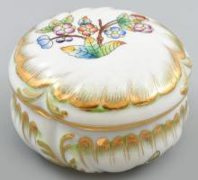 Herendi Viktória mintás kis bonbonier, kézzel festett, jelzett,hibátlan, d: 7,5 cm