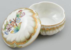 Herendi Viktória mintás kis bonbonier, kézzel festett, jelzett,hibátlan, d: 7,5 cm