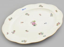 Herendi ETON sültes tányér, kézzel festett porcelán, Pannonia felirattal, jelzett, kopásnyomokkal, 37x27,5cm