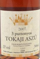 2007 Sárospatak, 3 puttonyos Tokaji Aszú, bontatlan palack fehérbor, 0,5 l