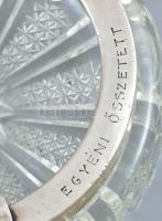 Ezüst (Ag) peremű hamuzó, vésett felirattal, jelzett, d: 14 cm, bruttó: 884g