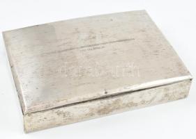 Ezüst (Ag) fabetétes doboz, jelzett, 15x20x5 cm, bruttó: 507g