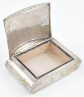 Ezüst (Ag) fabetétes, Art Déco doboz, vésett felirattal, jelzett, 9x14x5 cm, bruttó: 224g