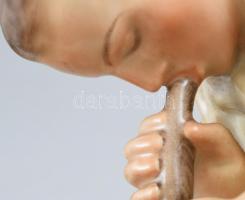 Herendi juhász bárányokka, kézzel festett porcelán, jelzett, m: 22cm