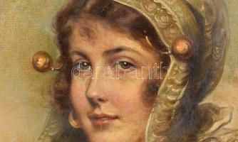 Innocent Ferenc (1859-1934): Női portré. Olaj vászon. Jelzett. Reprezentatív florentin, kissé kopott...