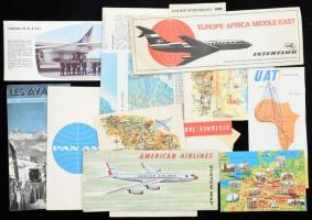 cca 1970-1980 Repüléssel kapcsolatos nyomtatványok, katalógusok, képeslapok.