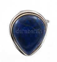Ezüst(Ag) gyűrű lapis lazulival, jelzett, méret: 55, bruttó: 10,7 g