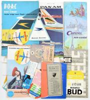 cca 1970-1980 Vegyes, repüléssel kapcsolatos reklám nyomtatványok. csomag címkék stb