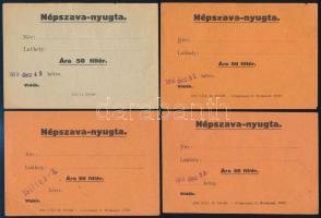 1915 Népszava nyugta, 4 db, kitöltetlen, 50f és 60 f