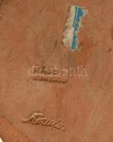 Komlós: Angyalka. Türkiz szerű mázakkal festett kerámia. Hibátlan. Jelzett. m: 22 cm