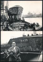 A Sajó nevű hajó vízre bocsátása Gdanskban, 4 db pecséttel jelzett fotó, 13×18 cm