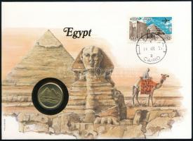 Egyiptom 1984. 5P, felbélyegzett borítékban, bélyegzéssel, német nyelvű leírással T:1,1- Egypt 1984. 5 Piastres in envelope with stamp and cancellation, with German description C:UNC,AU