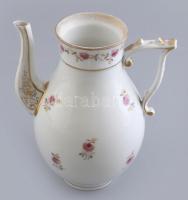 Herendi antik porcelán kiöntő, jelzett, részben kézzel festett, sérült, m: 16 cm