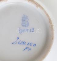 Herendi antik porcelán kiöntő, jelzett, részben kézzel festett, sérült, m: 16 cm