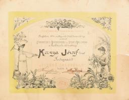 1914 Elismerő oklevél kertészeti kiállításon elért eredményért, sérült