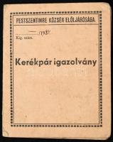 1940 Fényképes kerékpáros igazolvány