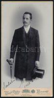 1903 Ajtay K. Barna belügyminiszteri tanácsos, keményhátú fotó Uher Ödön (1862-1931) cs. és kir. udvari fényképész budapesti műterméből, kabinetfotó, feliratozva, 20,5x11 cm
