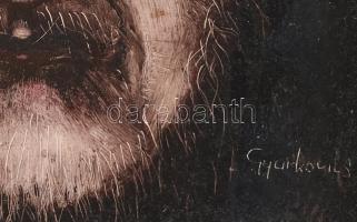 Gyurkovits jelzéssel: Rabbi. Olaj, műanyag lemez, kopott fakeretben. 9,5x8cm