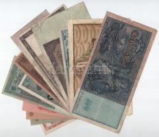 1908-1929. 13db-os német márka bankjegy tétel T:III,III- közte folt, szakadás, anyaghiba
1908-1929....