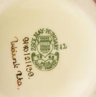 Zsolnay virág mintás váza. Kézzel festett, jelzett, hibátlan. 20 cm