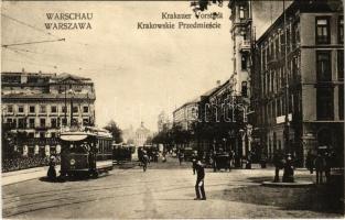 Warszawa, Varsovie, Warschau, Warsaw; Krakauer Vorstadt / Krakowskie Przedmiescie / street view, tram (EK)
