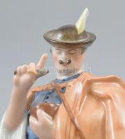 Herendi porcelán kutyákat etető juhász figura, kézzel festett, jelzett (Maugsch 1942), hibátlan, m: ...