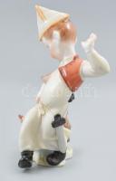 Herendi fiú kakassal, Kézzel festett. jelzett, hibátlan. 13 cm