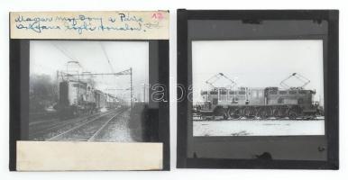1925 Magyar villamos mozdony a Párizs-Orleans vasútvonalon 2 db üveg dia: / Hungarian locomotives in France 2 glass photo slides 9x9 cm